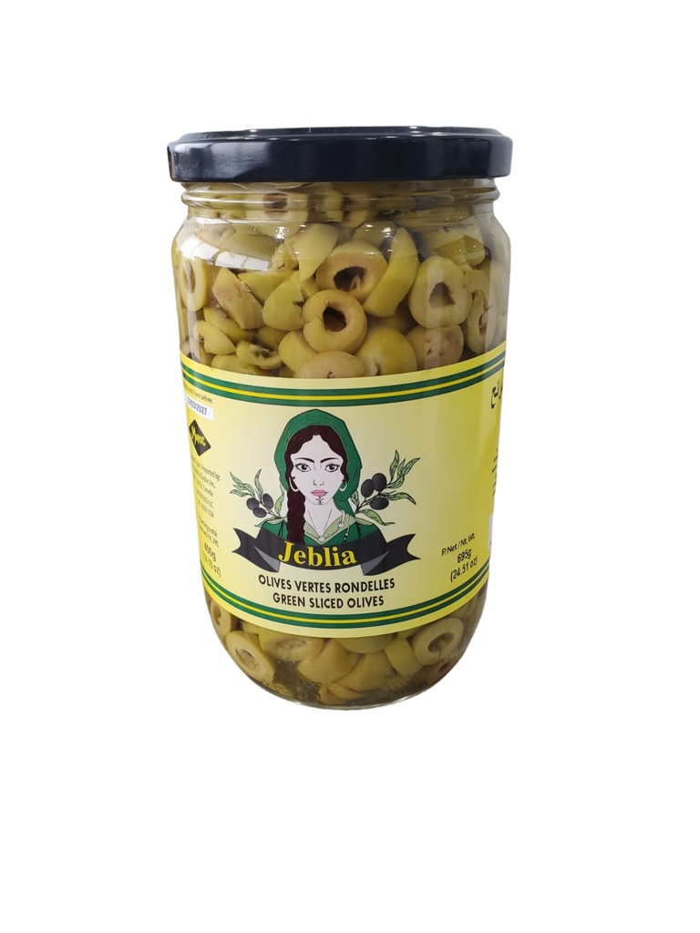 JEBLIA Olives Vertes Rondelles Bocal 72cl x 8