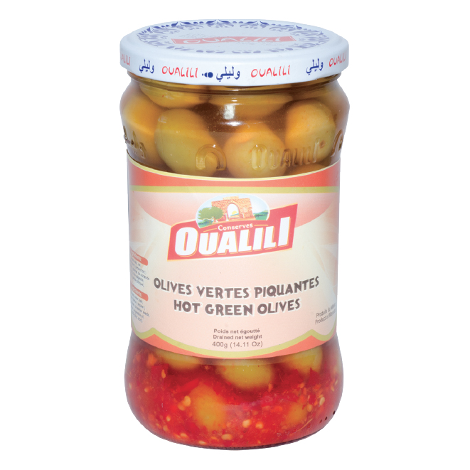 Hot Green olives OUALILI 400g
