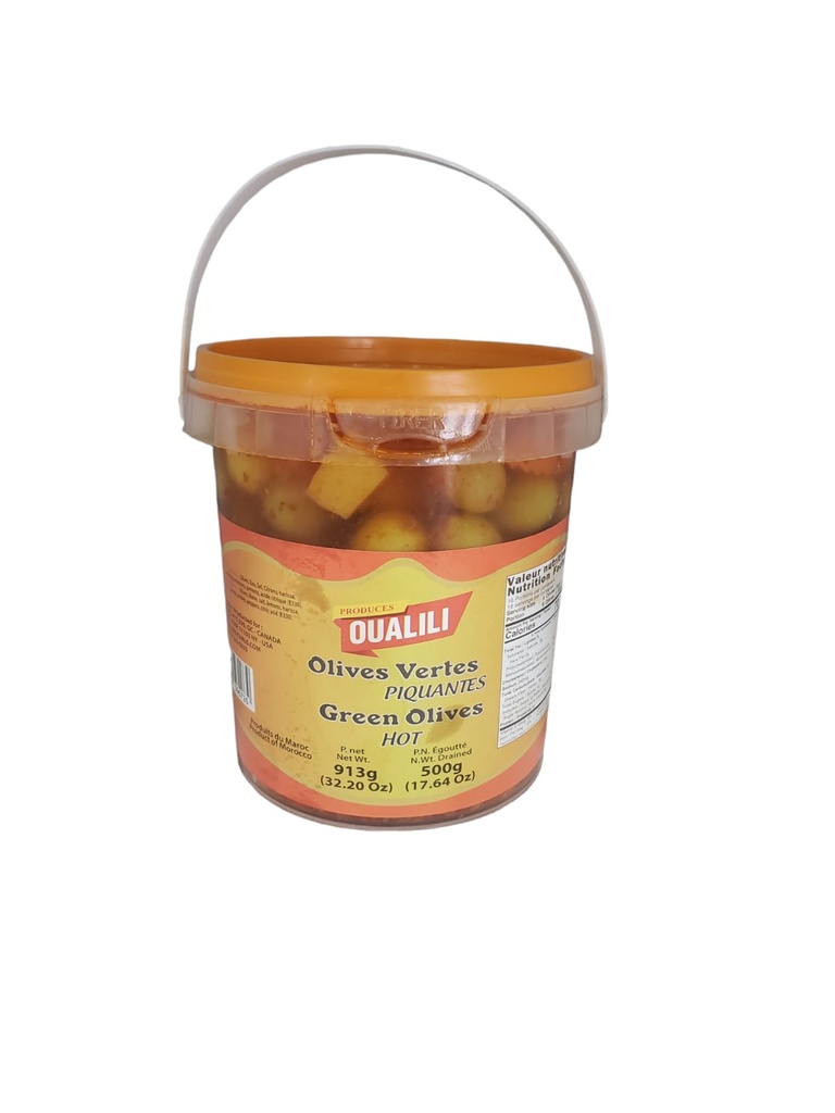 Hot Green olives OUALILI 950g