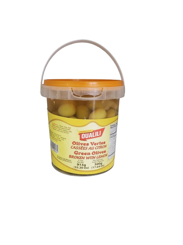 Olives Vertes Cassées aux Citrons Oualili 950g