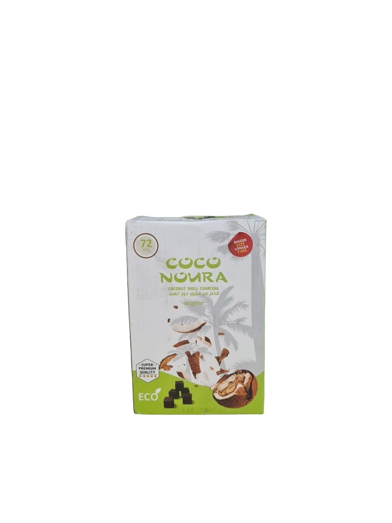 Coconut shell charcoal 72 PCS COCO NOURA (25x5x25mm)