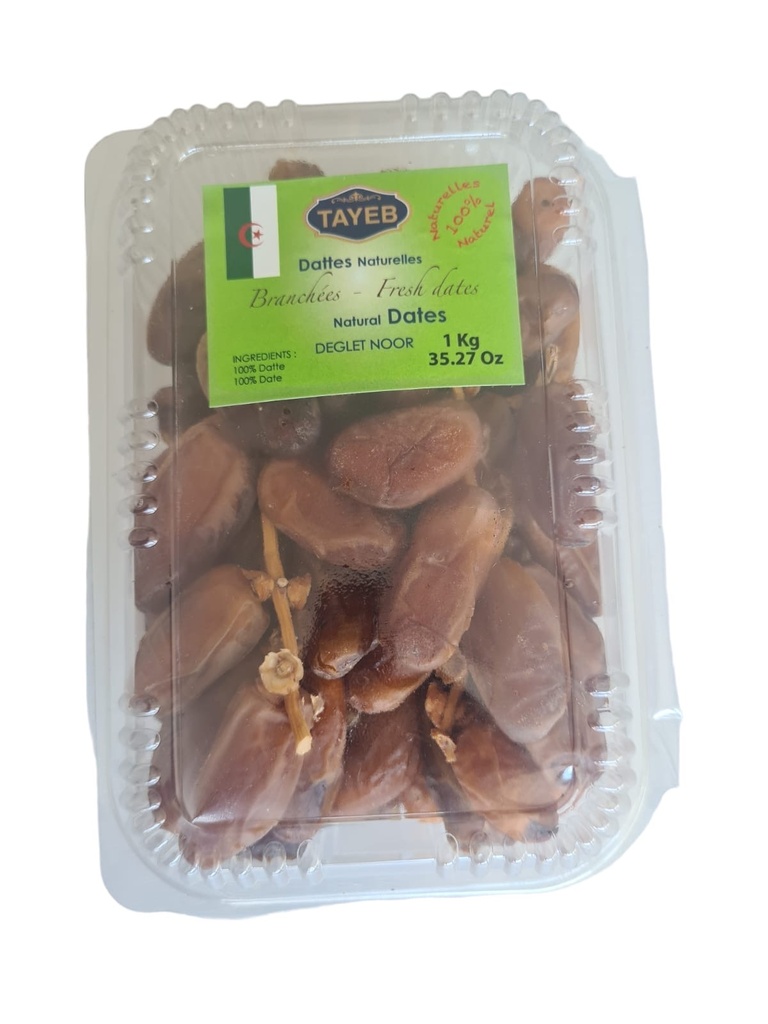 Dattes deglet nour de l'Algérie 1kg x 8 - Barquette en plastique