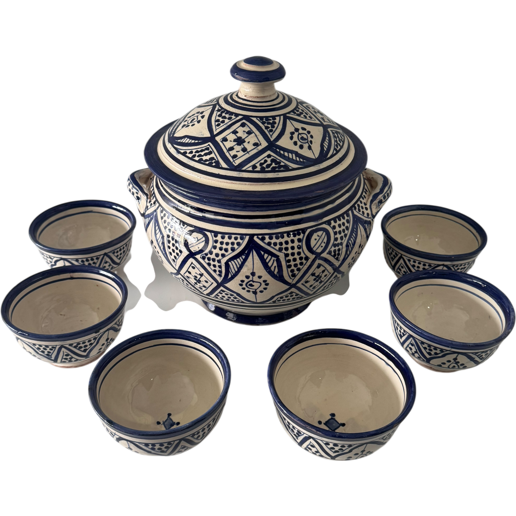 SAFI Soupiere avec 6 Bols - BLEU NORMAL