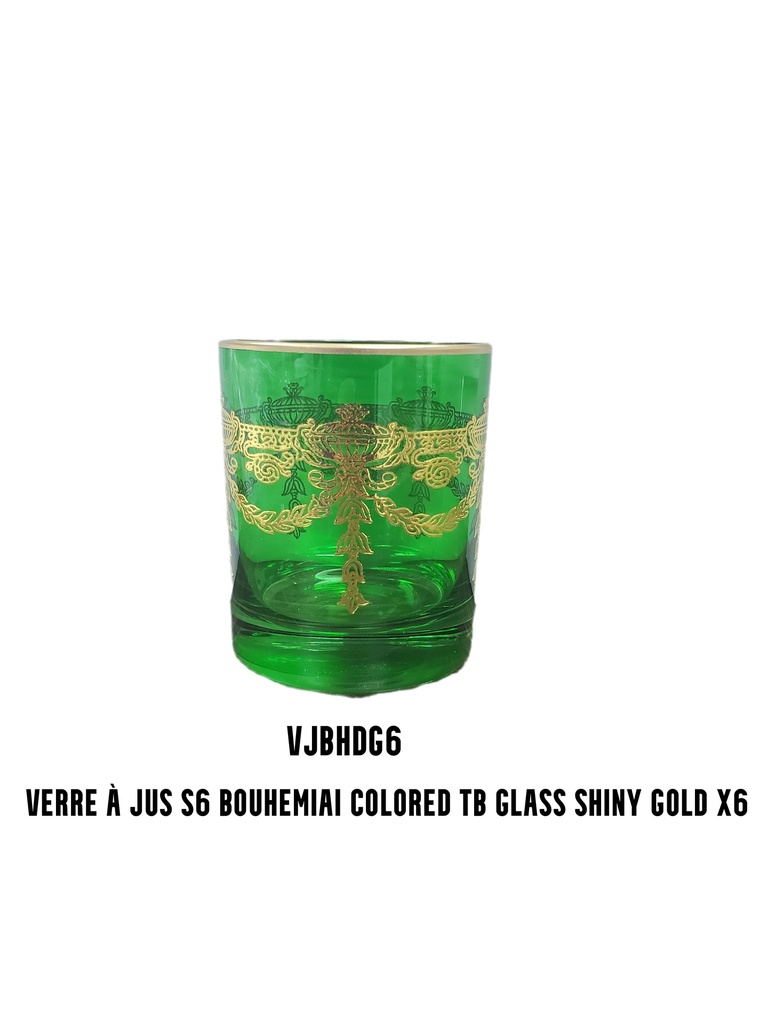 S6 Drinking glass TB BOUHEMIA colored glass Gold x 6
