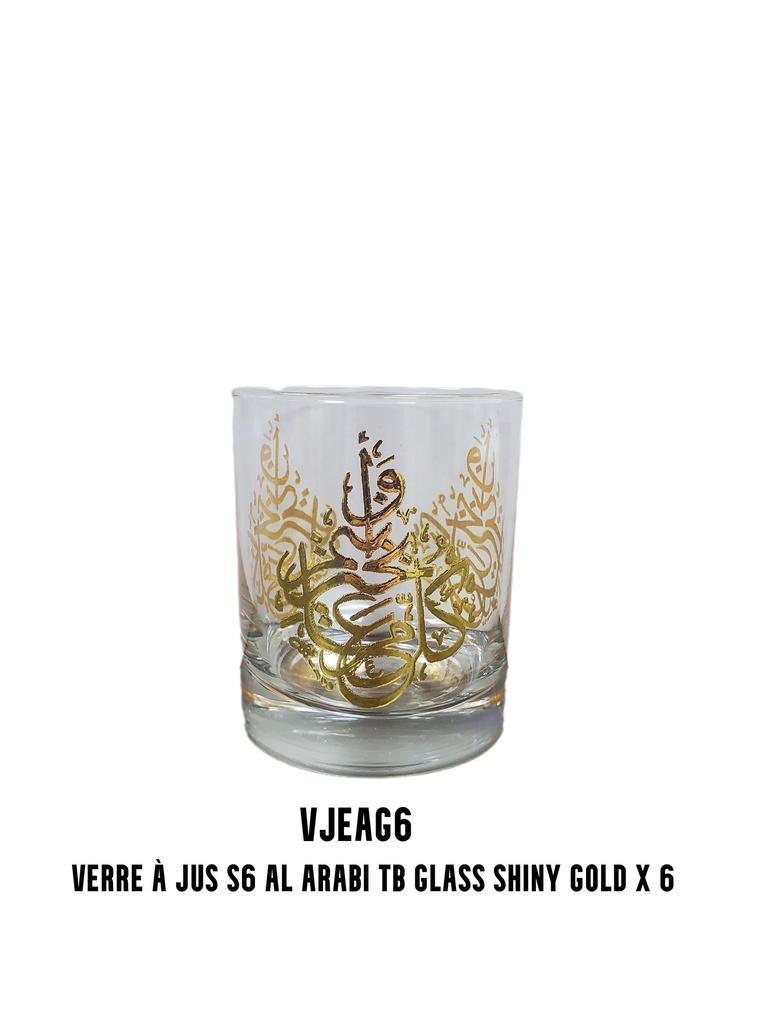 S6 Drinking glass TB AL ARABI colored glass Gold x 6