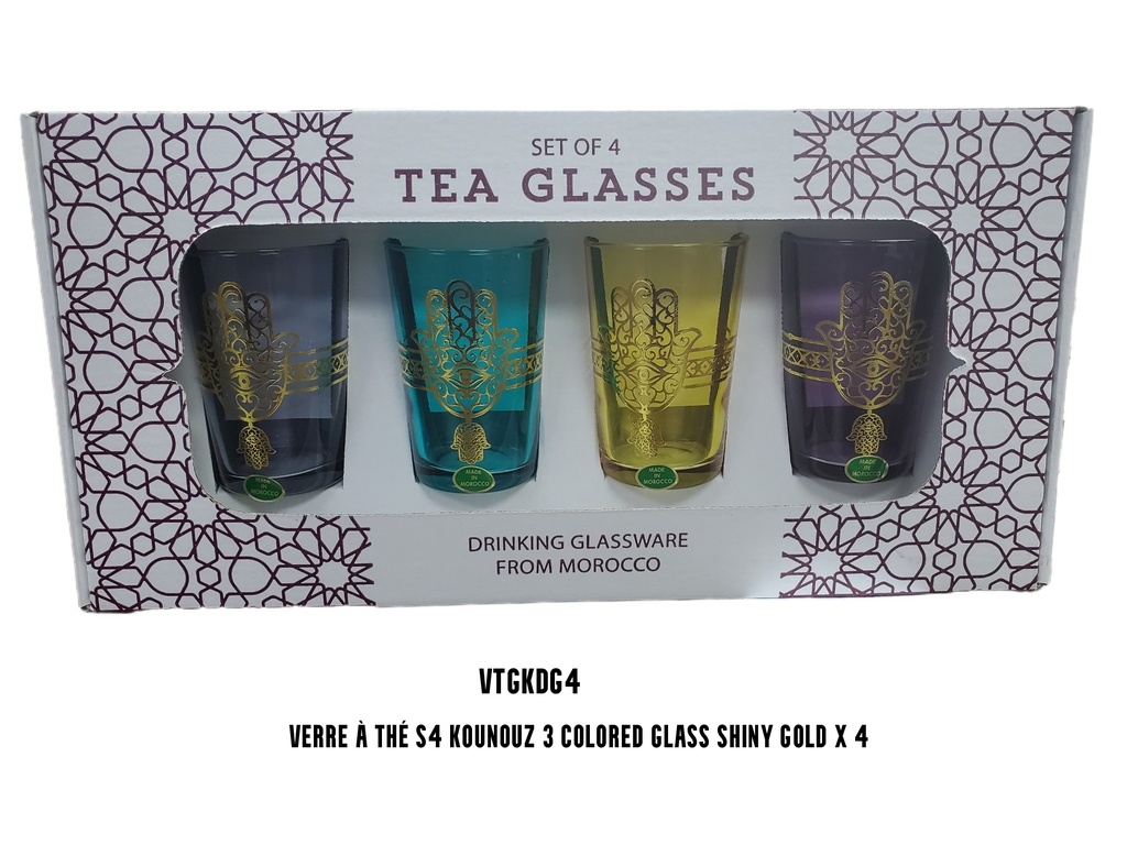 S4 Drinking glass KOUNOUZ 3 colored glass Gold x 4