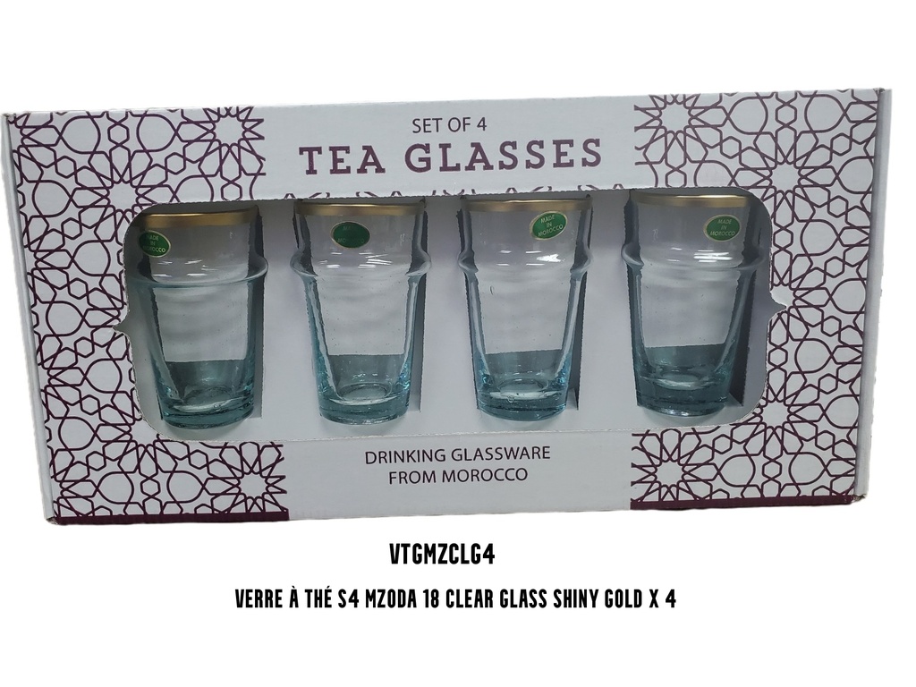 S4 Drinking glass MZODA 18 clear glass shiny gold x 4