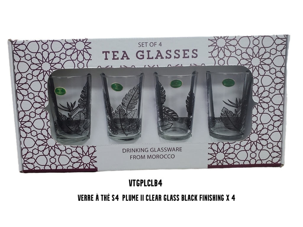 S4 Drinking glass PLUME II clear glass black finishing x 4