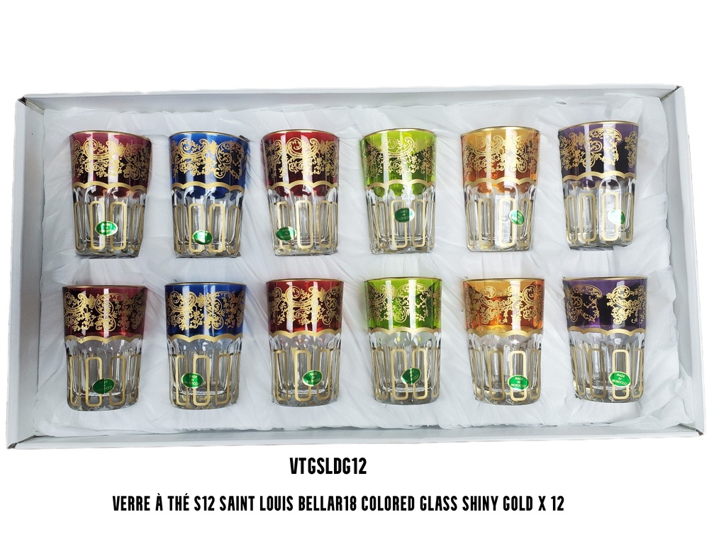 S12 Drinking glass SAINT LOUIS BELLAR18 colored glass Gold x 12