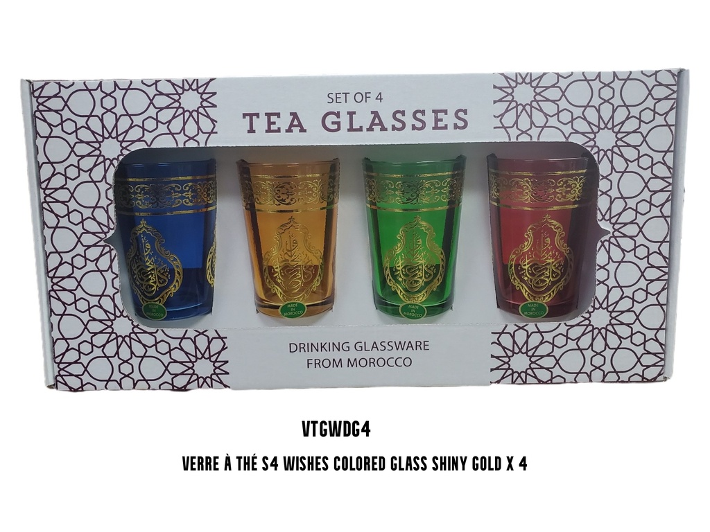 S4 Drinking glass WISHES colored glass Gold x 4