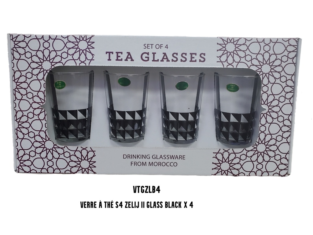 S4 Drinking glass ZELIJ II glass Black x 4