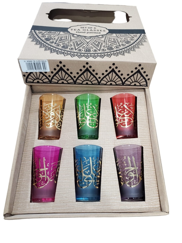 Verre à thé S6 AL ARABI colored glass shiny gold x 6
