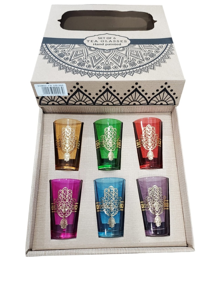 S6 Drinking glass KOUNOUZ 3 colored glass Gold x 6