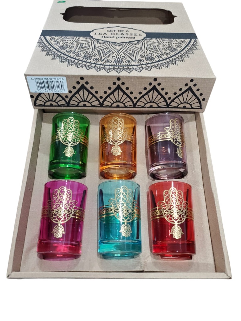 S6 Drinking glass Small tea glass KOUNOUZ colored shiny gold x 6