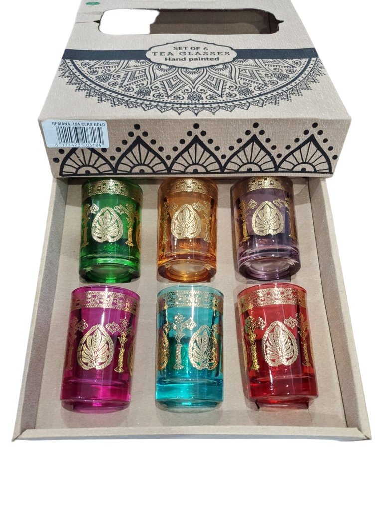 S6 Drinking glass Small tea glass REMANA colored shiny gold x 6