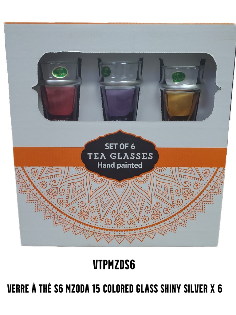 S6 Drinking glass MZODA 18 colored glass Silver x 6
