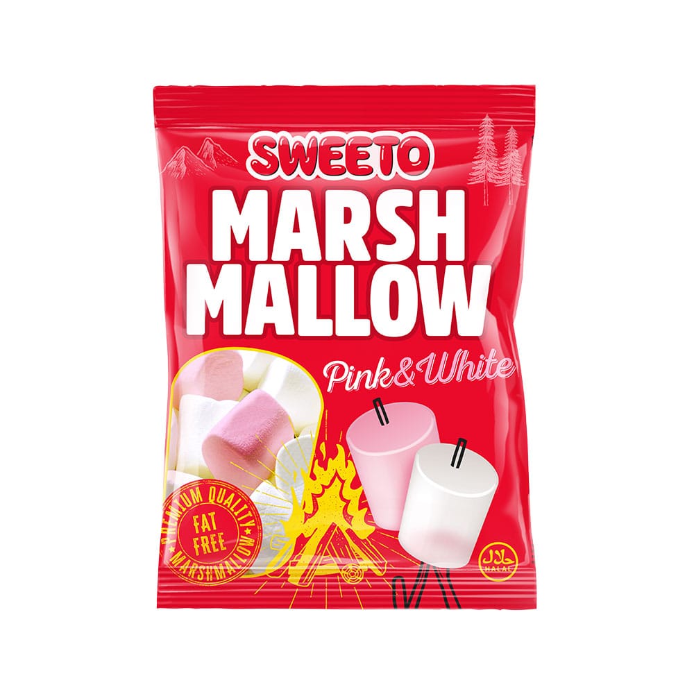 SWEETO PINK & WHITE MARSHMALLOW 140G x 12 BAGS