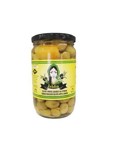 [JBOVCC72CL] JEBLIA Olives Vertes Cassées aux Citrons Bocal 72cl x 8