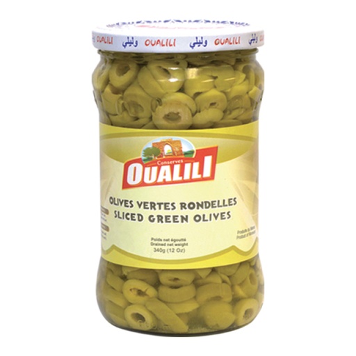 [OVT6-72cl] Olives vertes tranchées OUALILI 340g