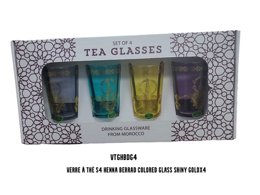 [VTGHBDG4] Verre à thé S4 HENNA BERRAD colored glass shiny goldx4