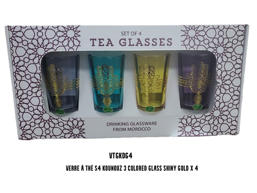 [VTGKDG4] S4 Drinking glass KOUNOUZ 3 colored glass Gold x 4