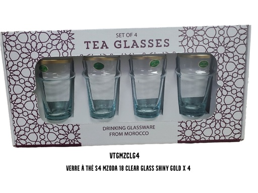 [VTGMZCLG4] S4 Drinking glass MZODA 18 clear glass shiny gold x 4