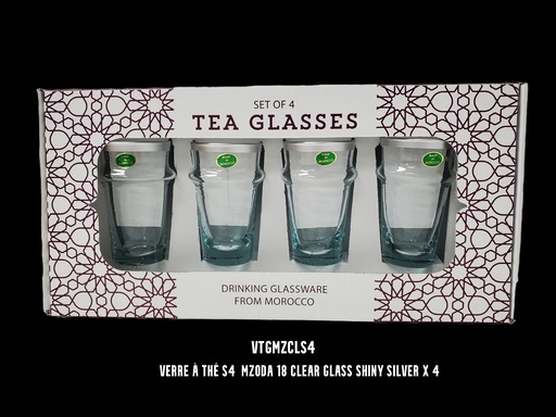 [VTGMZCLS4] Verre à thé S4 MZODA 18 clear glass shiny silver x 4