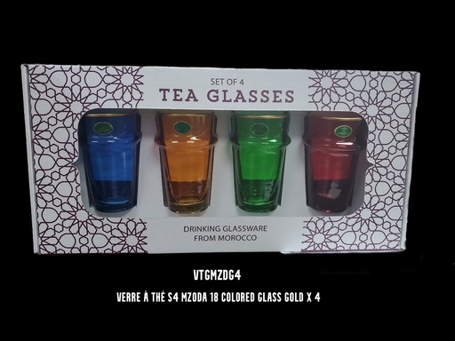 [VTGMZDG4] Verre à thé S4 MZODA 18 colored glass gold x 4
