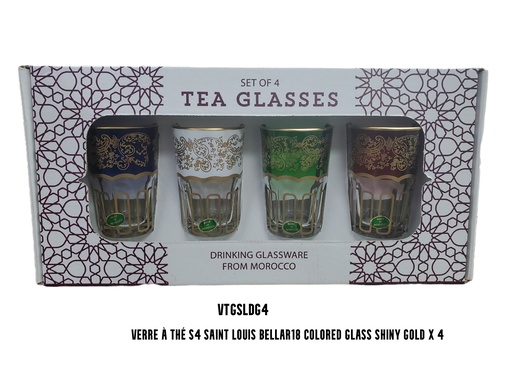 [VTGSLDG4] Verre à thé S4 SAINT LOUIS BELLAR18 colored glass shiny gold x 4