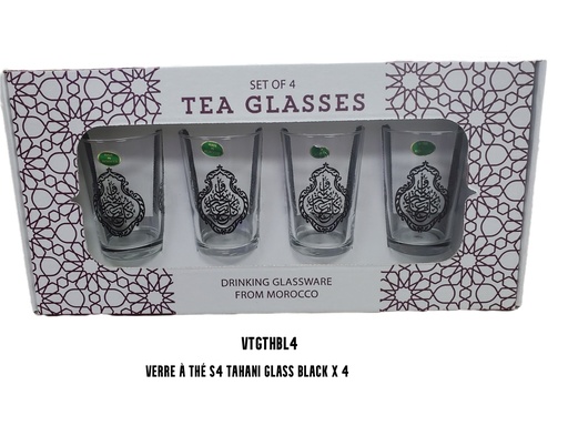 [VTGTHBL4] Verre à thé S4 TAHANI glass black x 4