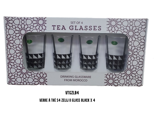 [VTGZLB4] Verre à thé S4 ZELIJ II glass black x 4