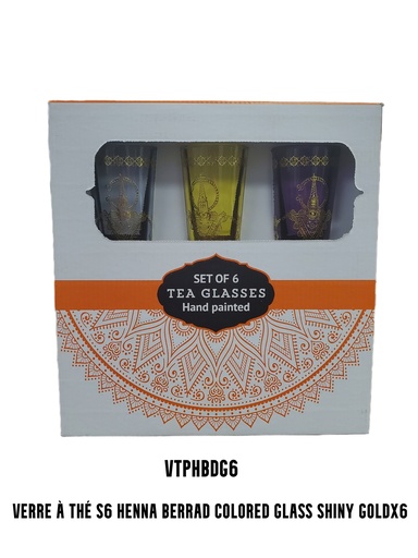 [VTPHBDG6] Verre à thé S6 HENNA BERRAD colored glass shiny goldx6