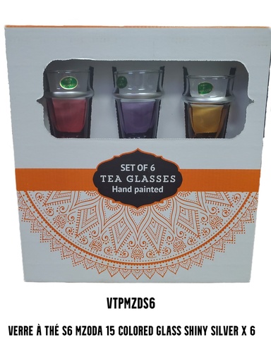 [VTPMZDS6] S6 Drinking glass MZODA 18 colored glass Silver x 6