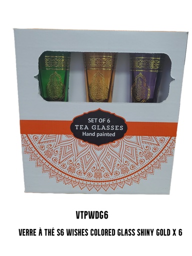 [VTPWDG6] S6 Drinking glass WISHES colored glass Gold x 6