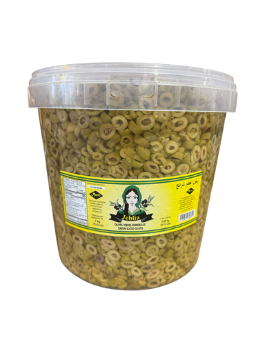 [JBOVR7KG] JEBLIA Olives Vertes Rondelles 7Kg