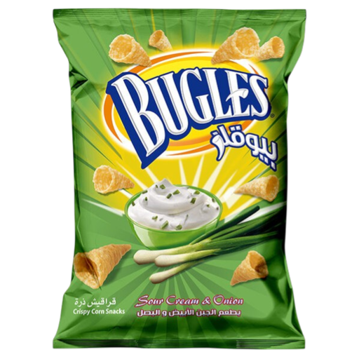 [MHCBGCRSR120G] MAHBOUL BUGLES CREAM & ONION Corn Snacks 120g x 10